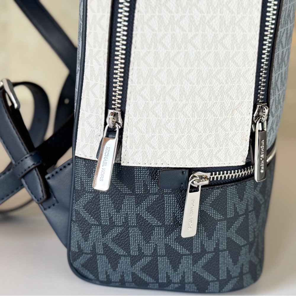 Michael Kors Rhea MD Backpack MK Color-Block Admiral Navy Multi - Picture 13 of 15